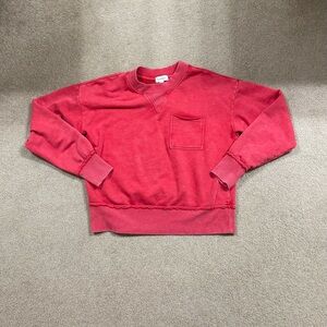 Evereve women’s Charlotte Washed pocket Crimson Crewneck soft Sweatshirt